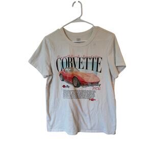 Vintage Gm Official Graphic 1976 Corvette Stingray Tee Shirt Cream Women Medium